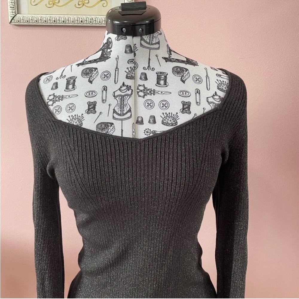 NEW Banana Republic lustro lurex top black metallic